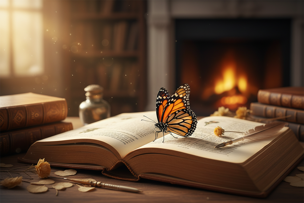 Monarch Butterfly on Book